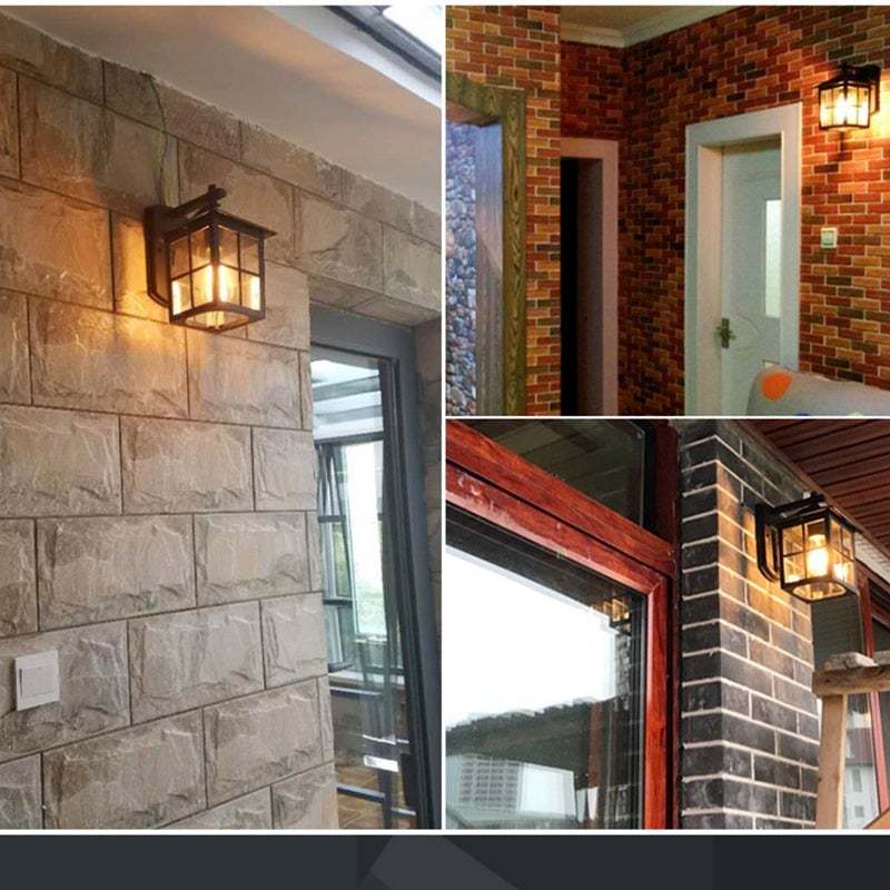 Minimalist Square Glass Lampshade Waterproof Modern Outdoor Lanterns-Lighom