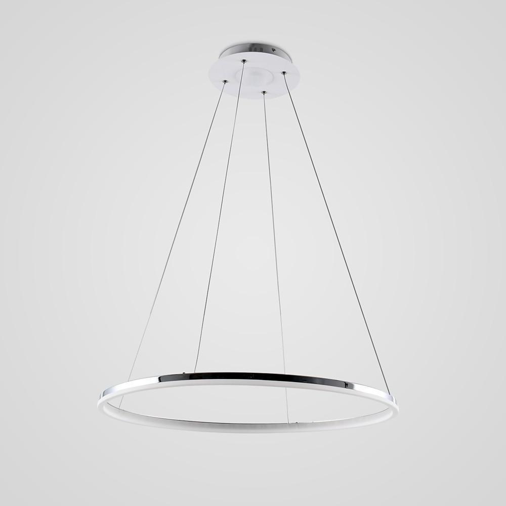 LED Circular Sturdy Modernistic Brushed Nickel Pendant Light With Remote Controller-Lighom