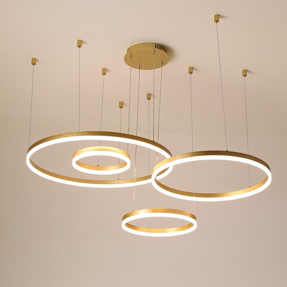 Circle Aluminum Large High Ceiling Living Room Chandelier