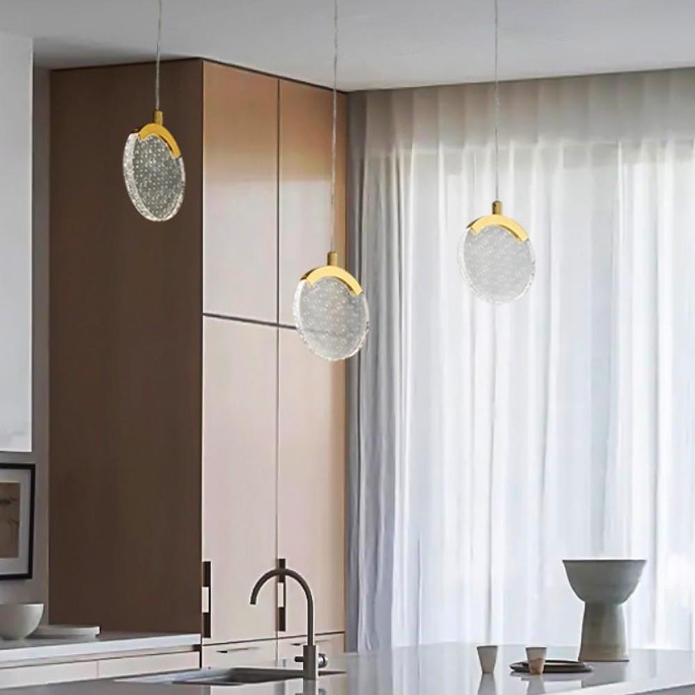 Artistic Circular Acrylic Copper LED Nordic Pendant Lighting Hanging Lamp-Lighom