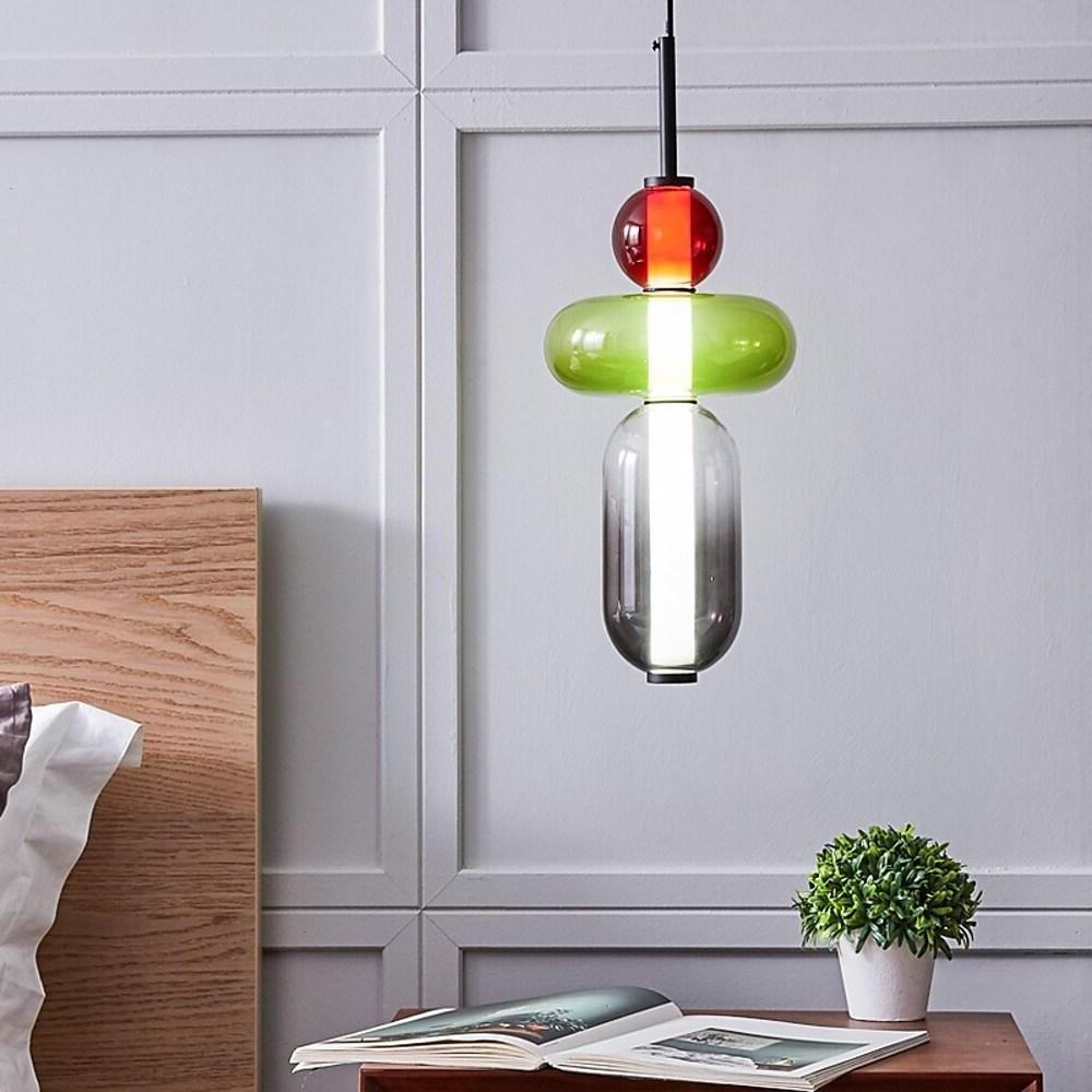 Multiple Shapes Colored Glass Pendant Light Metal Pendant Lighting-Lighom