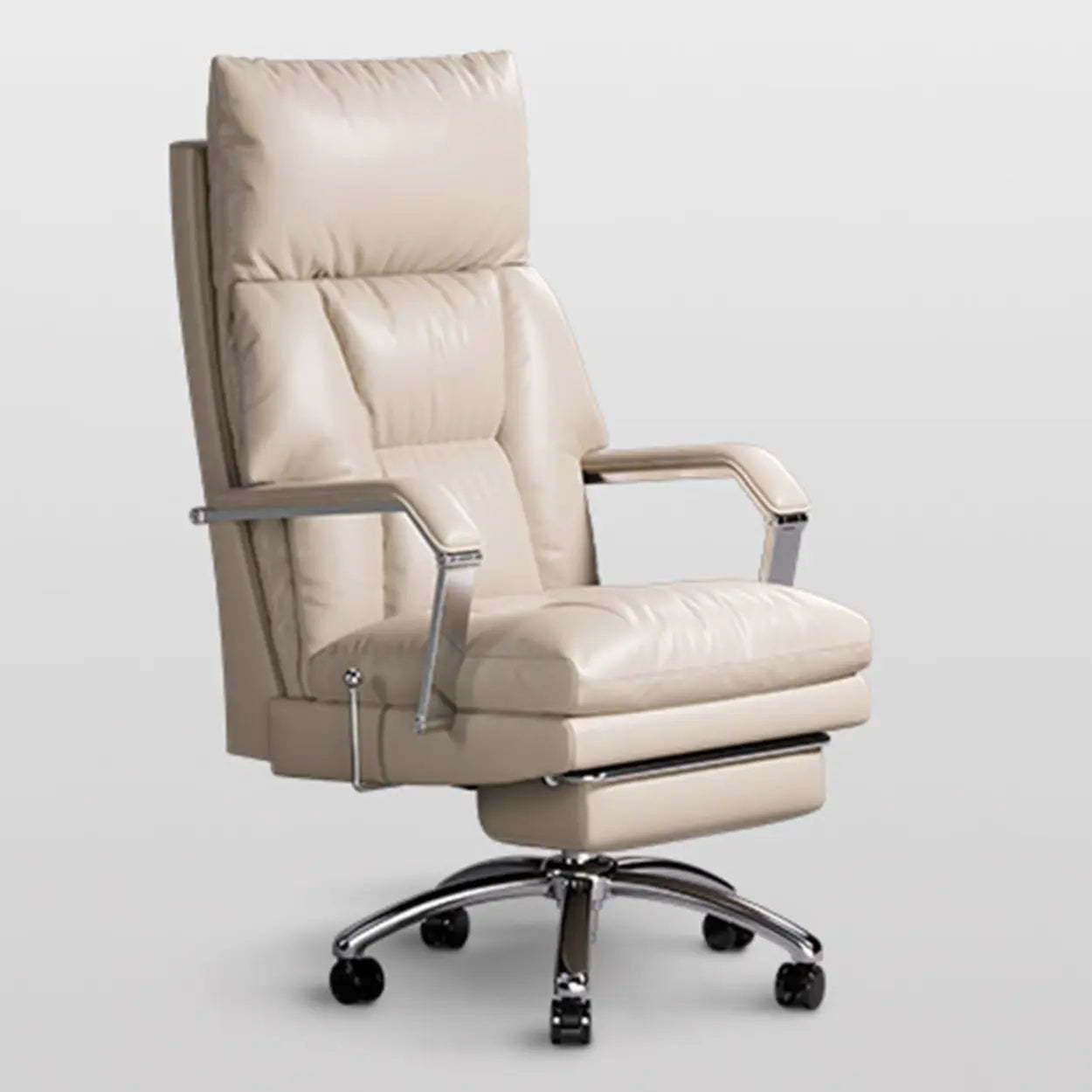 Ivory Adjustable High-Back Office Chair — Off-White / Cow Leather