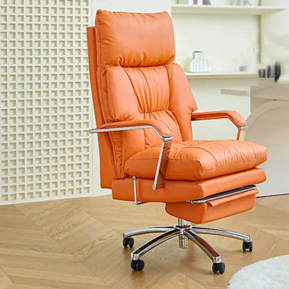 Ivory Adjustable High-Back Office Chair — Off-White / Faux Leather