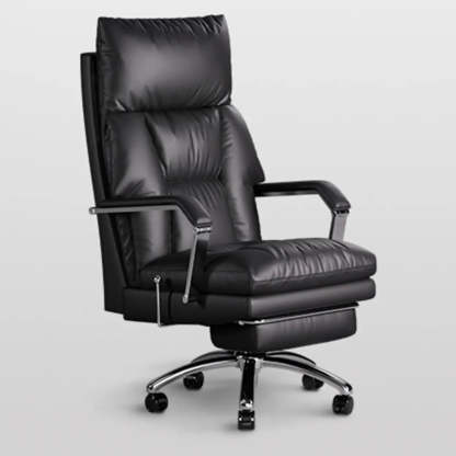 Ivory Adjustable High-Back Office Chair — White / Leathaire