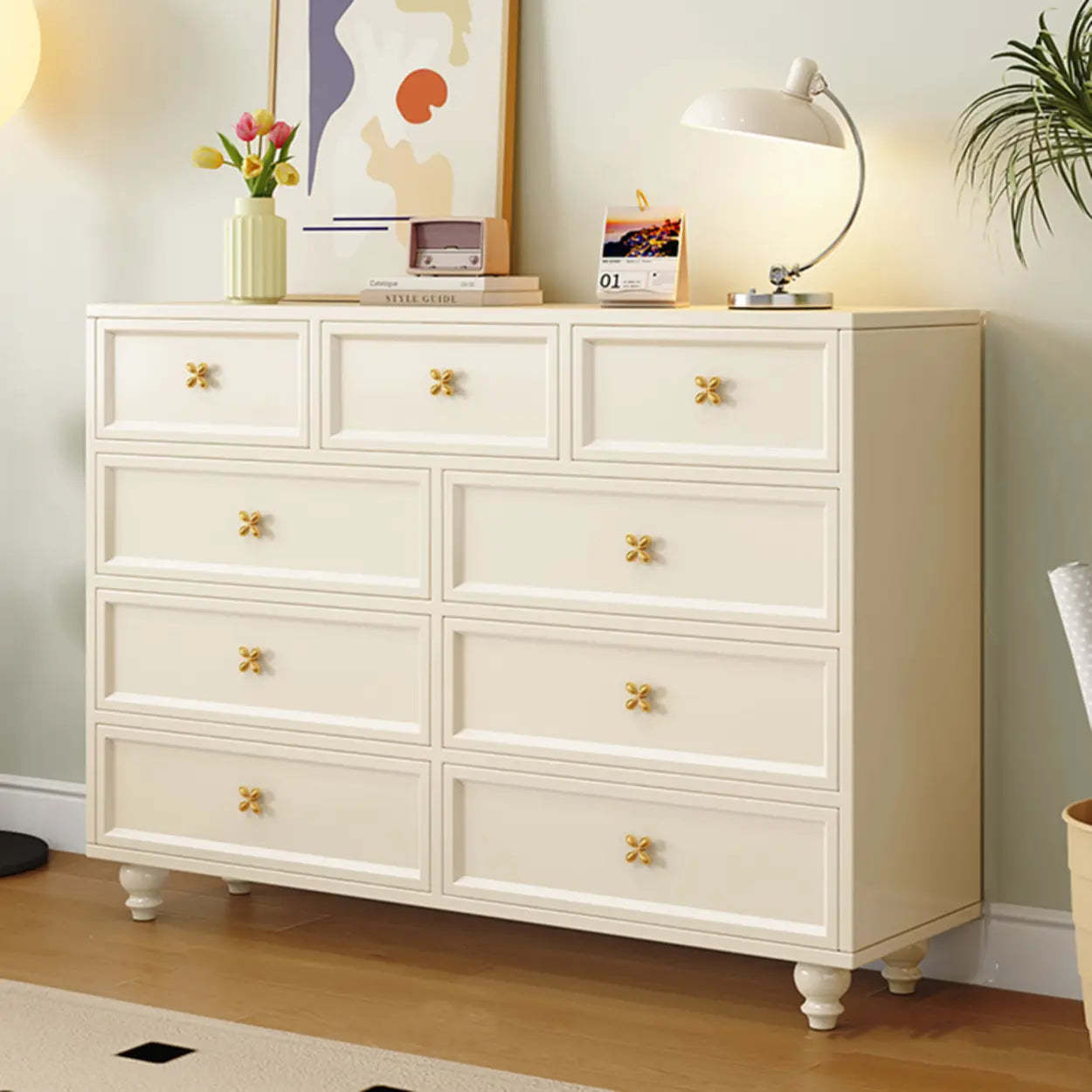 Lighom modern soft-close dresser natural display cabinets in wood metal