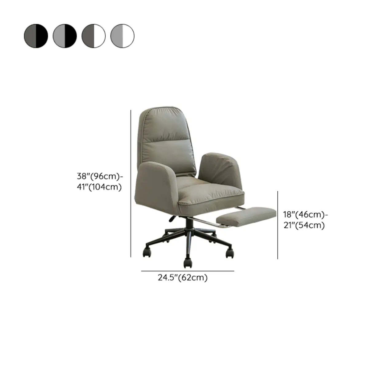 Ivory Swivel Upholstered Office Chair with Footrest