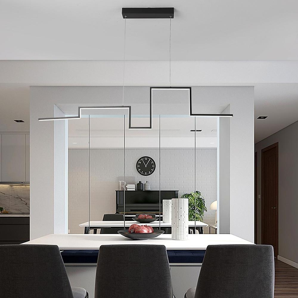 Lighom modern linear irregular white pendant lighting in metal — Cool White (6000K)