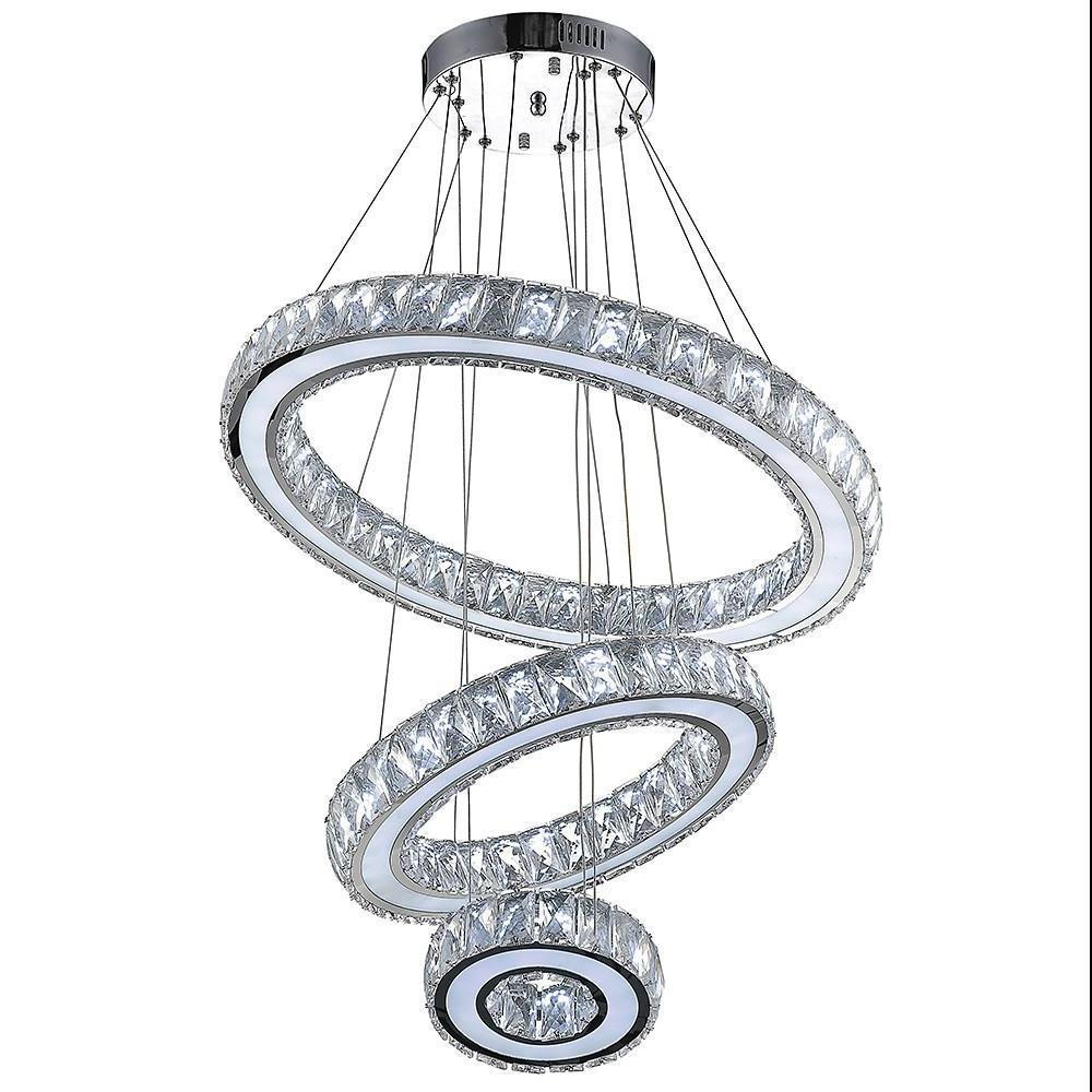 Contemporary 3 Ring Pendant Electroplated Crystal Chandeliers-Lighom