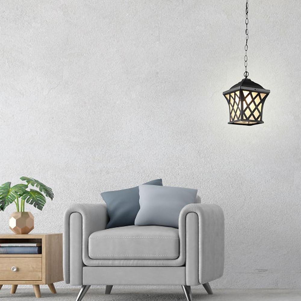 Plated Metal Glass Lantern Traditional Pendant