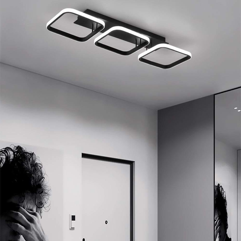 3 Square LED Black Modern Ceiling Lights Hanging Light Chandelier Ceiling Lamp-Lighom
