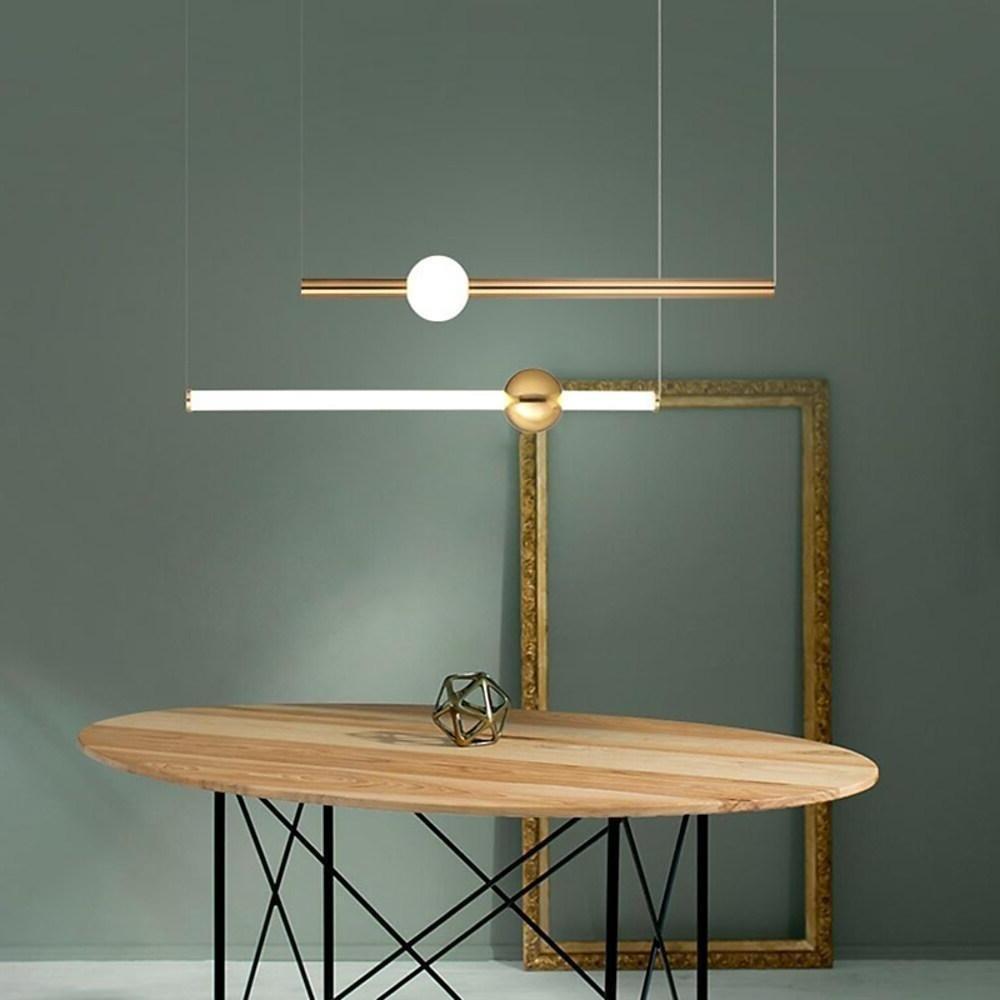 Linear Metal Glass Kitchen Dining Chandelier