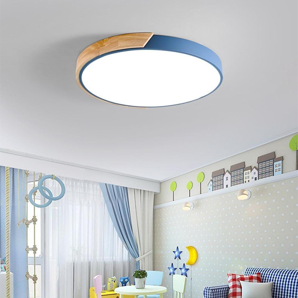 Circular LED Wood Nordic Ceiling Lights Flush Mount Lighting Ceiling Lamp-Lighom