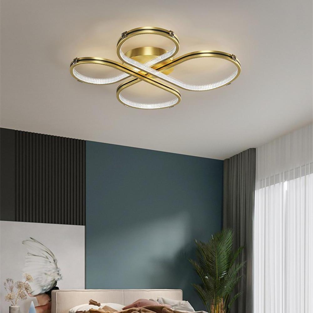 Circle flower synthetic semi-flush mount light for living room — 18" Diameter / Matte Black / 3-Color Changeable