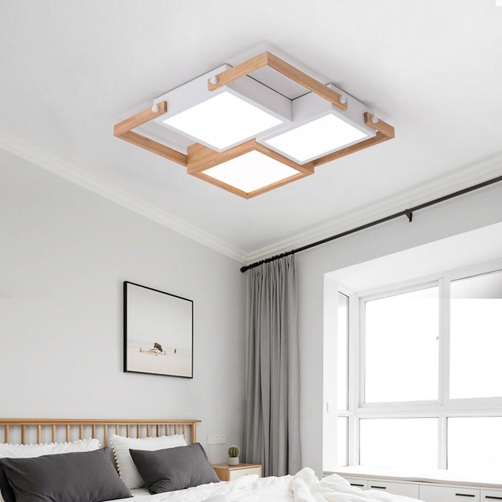 Modern frame wooden white flush mount lighting, Lighom — Cool White (6000K)