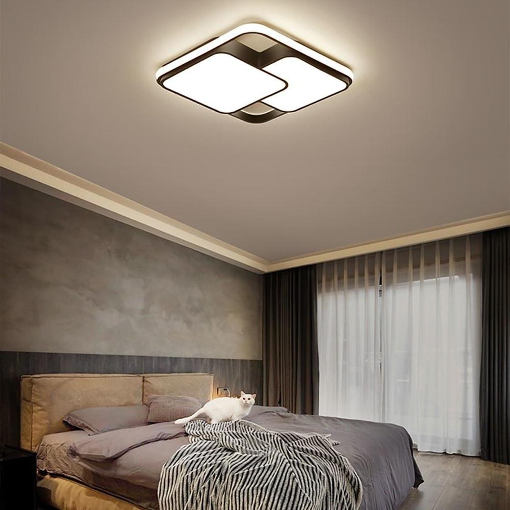 Modern 3-square black synthetic flush mount lighting — Cool White (6000K)