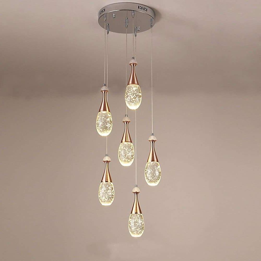 Mini Crystal Electroplated Metal LED Modern Pendant Light Hanging Lamp-Lighom