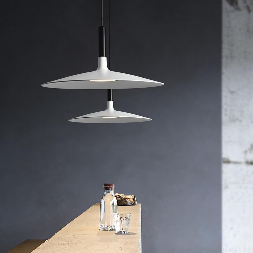 Minimalist Circular LED Island Pendant Light — White / Red