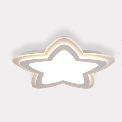 Star Shape Metal Flush Mount White Ceiling Light with a Finish and Single LED Light-Lighom