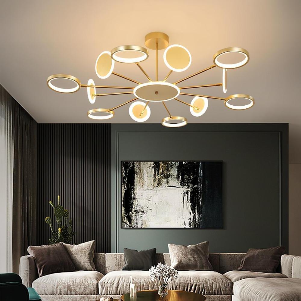Black acrylic multi-circle pendant lighting - modern — Warm White (3000K) / Matte Black / 8-Light