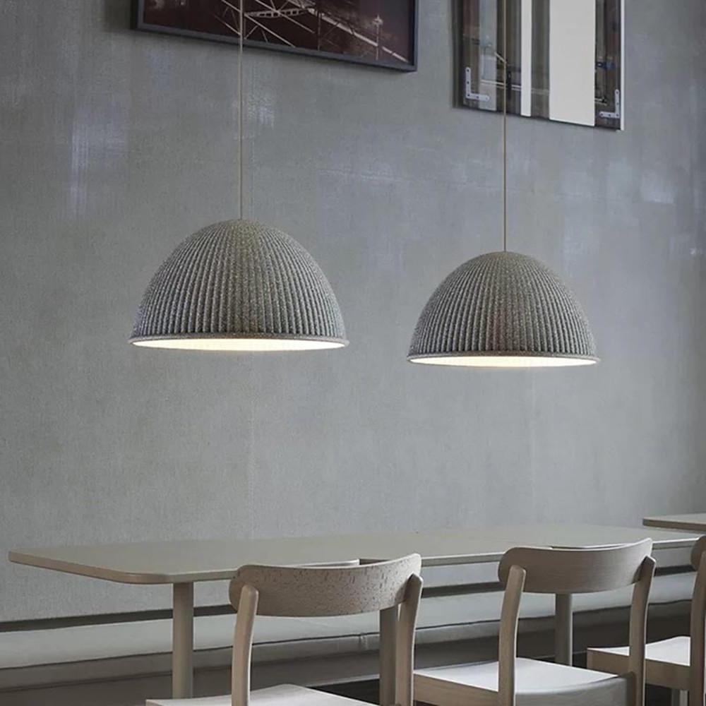 Inverted Cup Design Industrial Pendant Lighting LED Glass Metal Cement Ceiling Light-Lighom