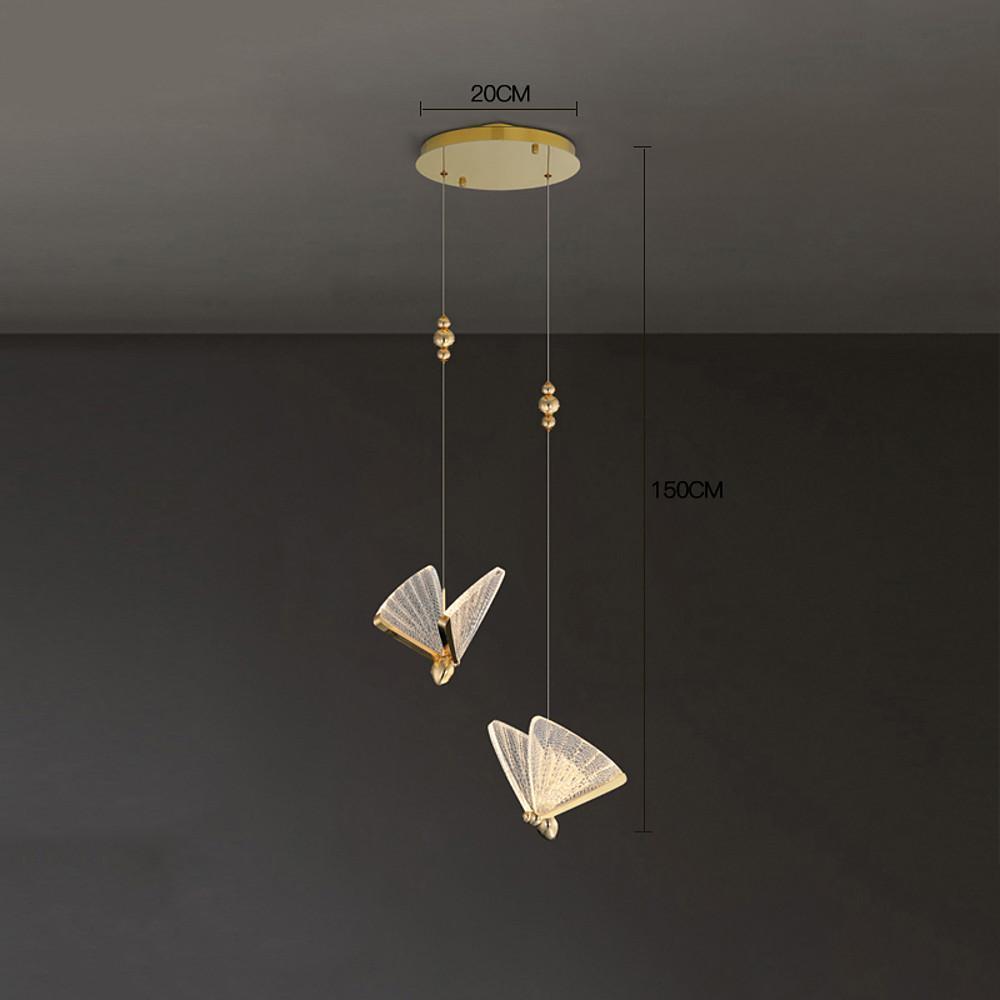 Butterfly Shaped Coastal Pendant Lights Metal Acrylic Bedroom Ceiling Lights-Lighom