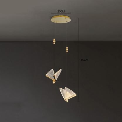 Butterfly Shaped Coastal Pendant Lights Metal Acrylic Bedroom Ceiling Lights-Lighom