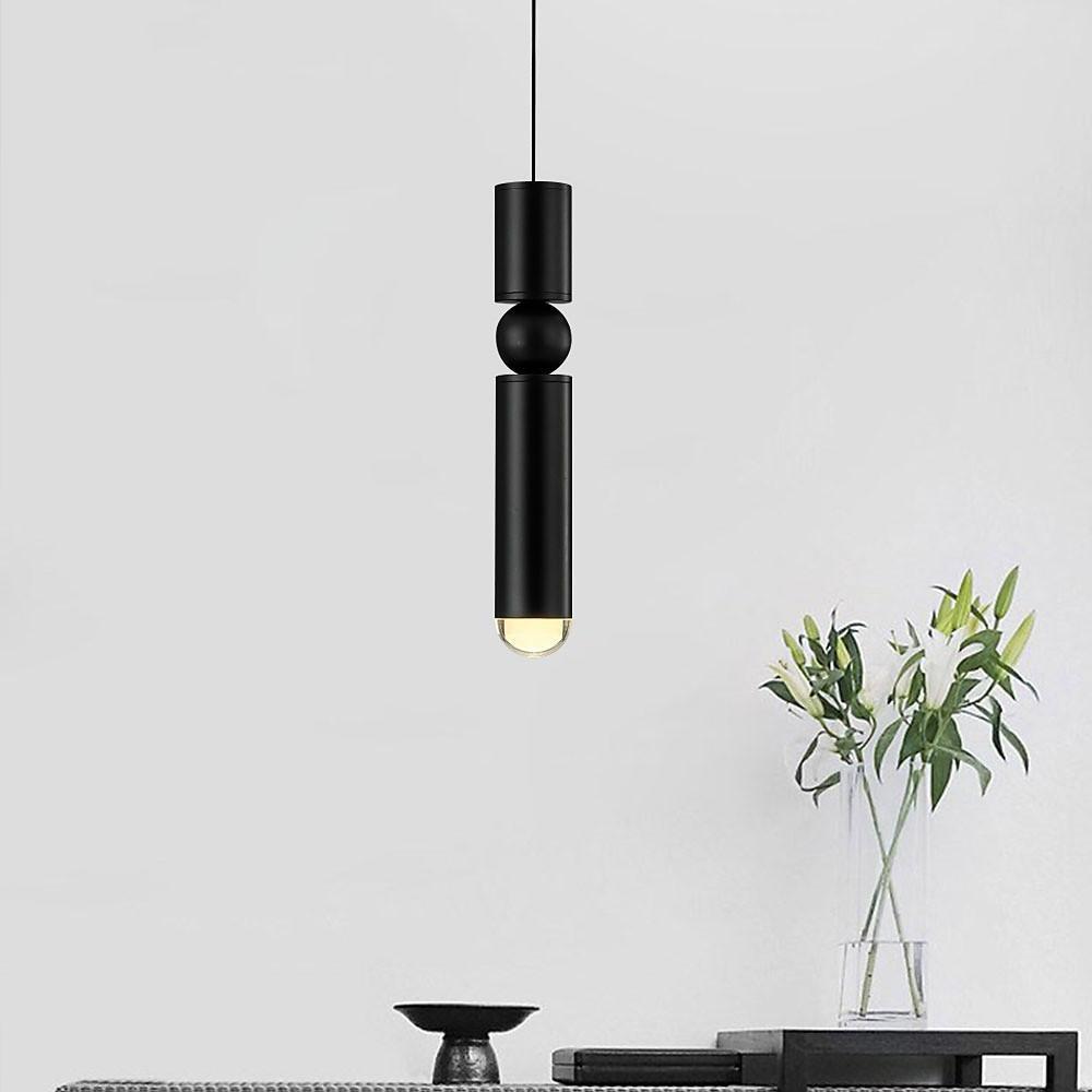 Elongated Cylindrical Metal LED Pendant Light — Gold