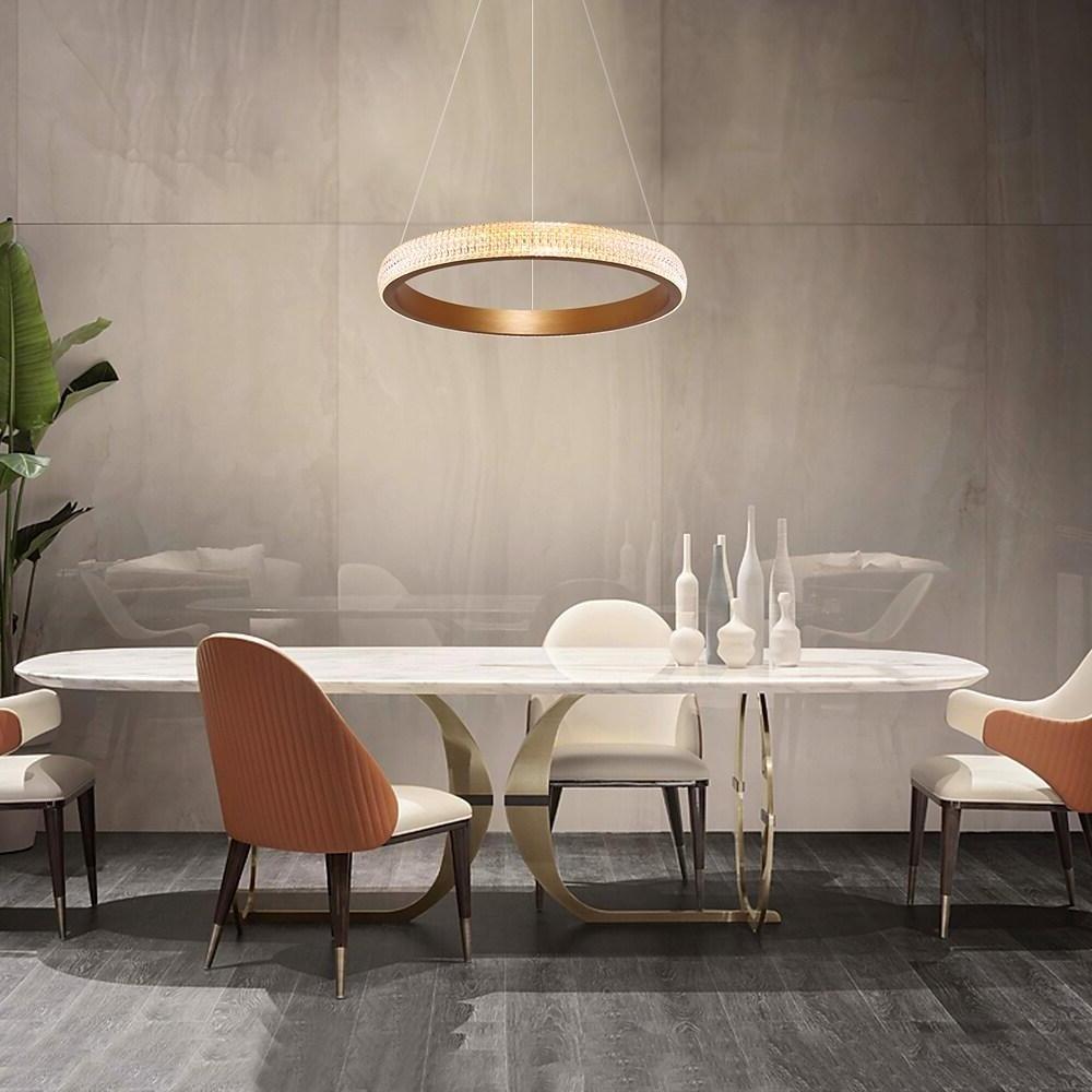 Lighom modern circular gold pendant lighting — Cool White (6000K)