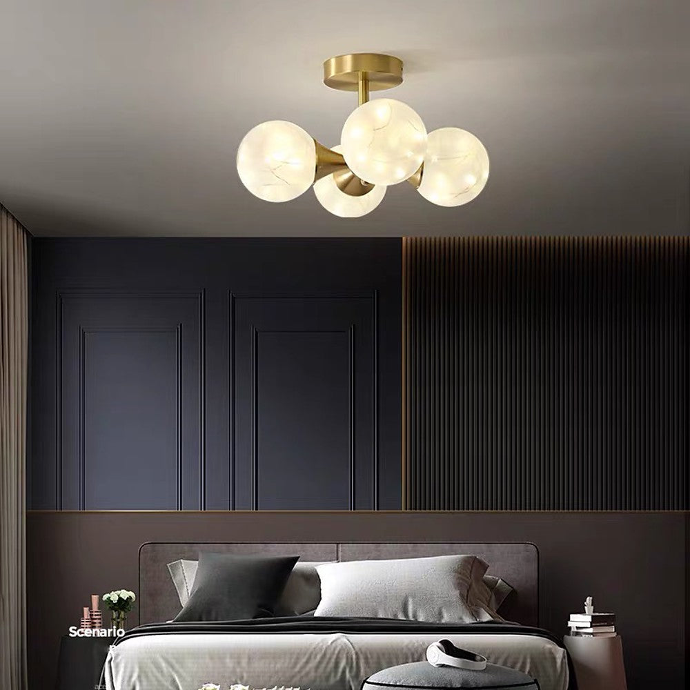 Four-globe white semi-flush mount light, Lighom