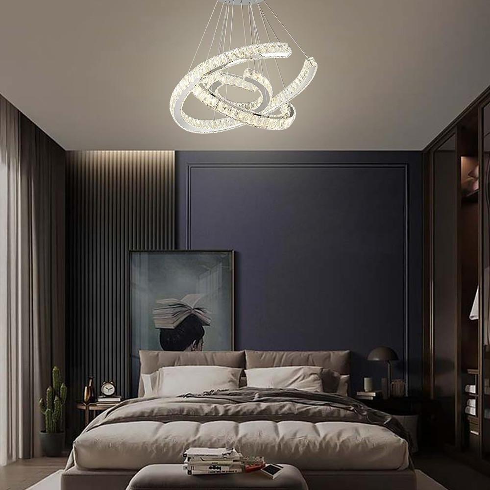 Wave Flush Mount Lighting for Dining Room LED Crystal Stainless Steel Ceiling Lights-Lighom