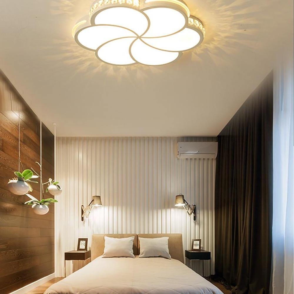 White metal geometric flower flush mount lighting — Warm White (3000K)