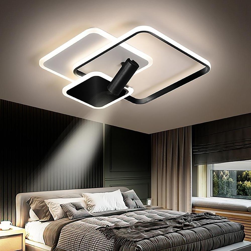 3 Square Metal LED Flush Mount Ceiling Light for Bedroom-Lighom