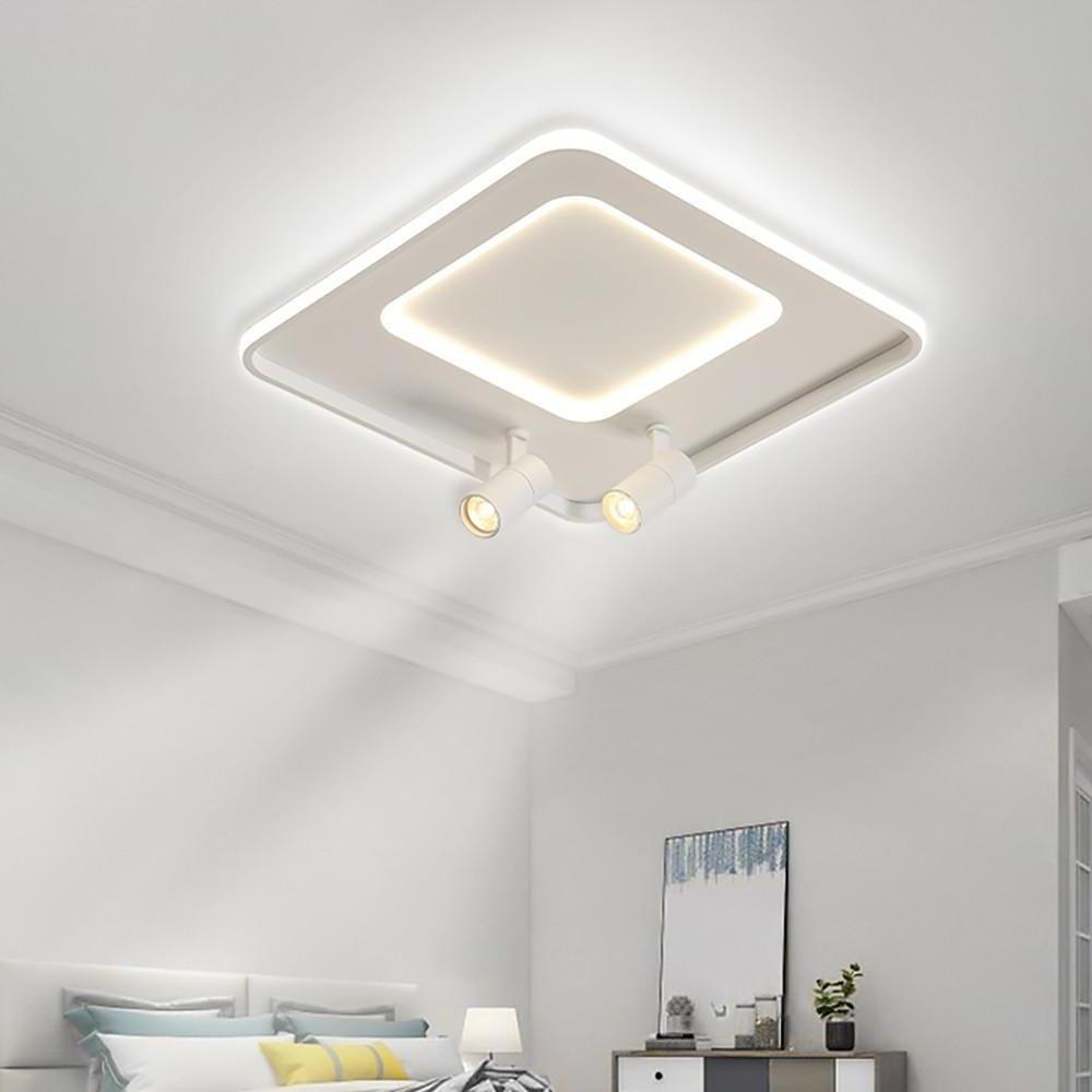 White synthetic dual-spotlight circle flush mount lighting - modern — 20" Diameter / Cool White (6000K)