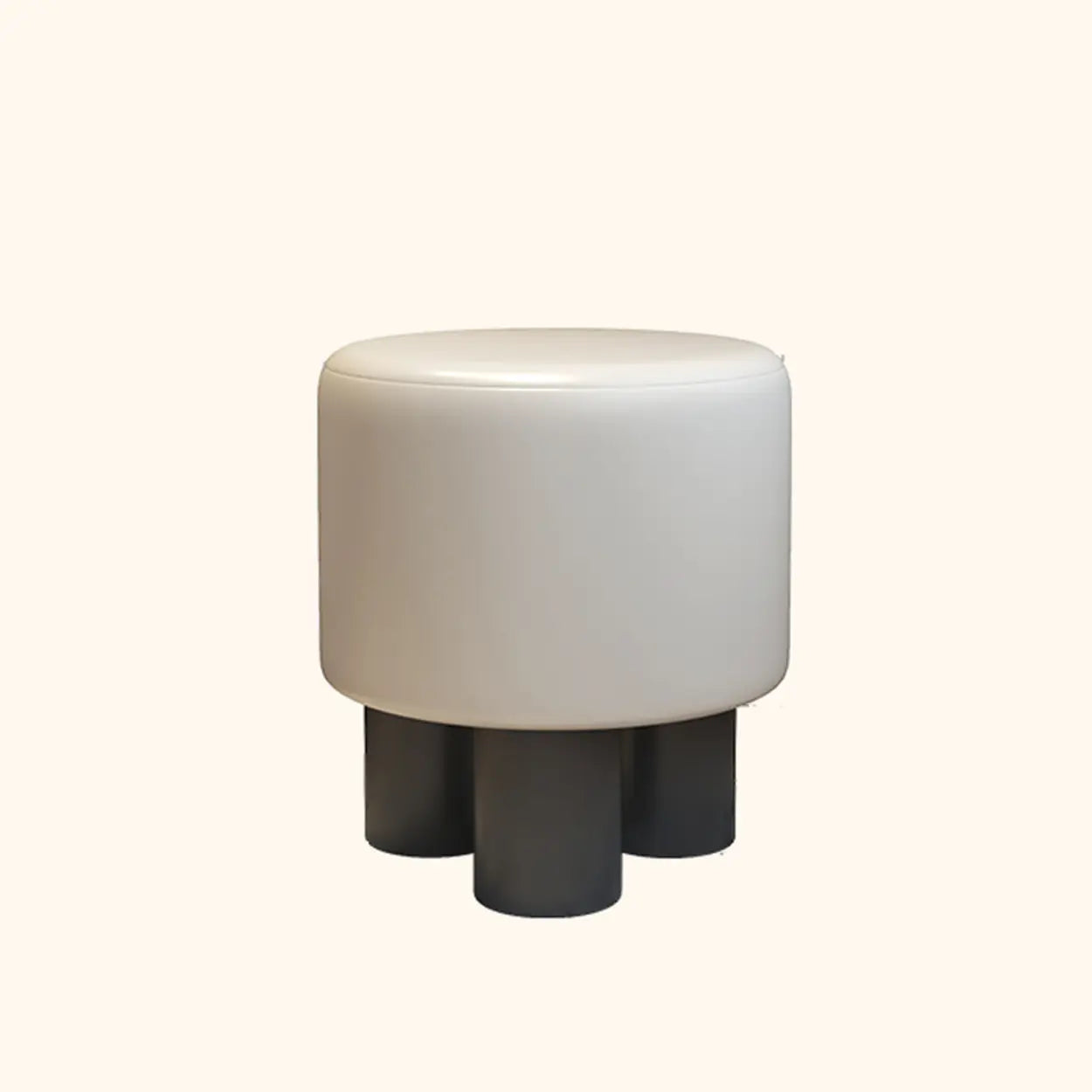Khaki Round Fabric Upholstered Vanity Stool — Apricot / Mohair