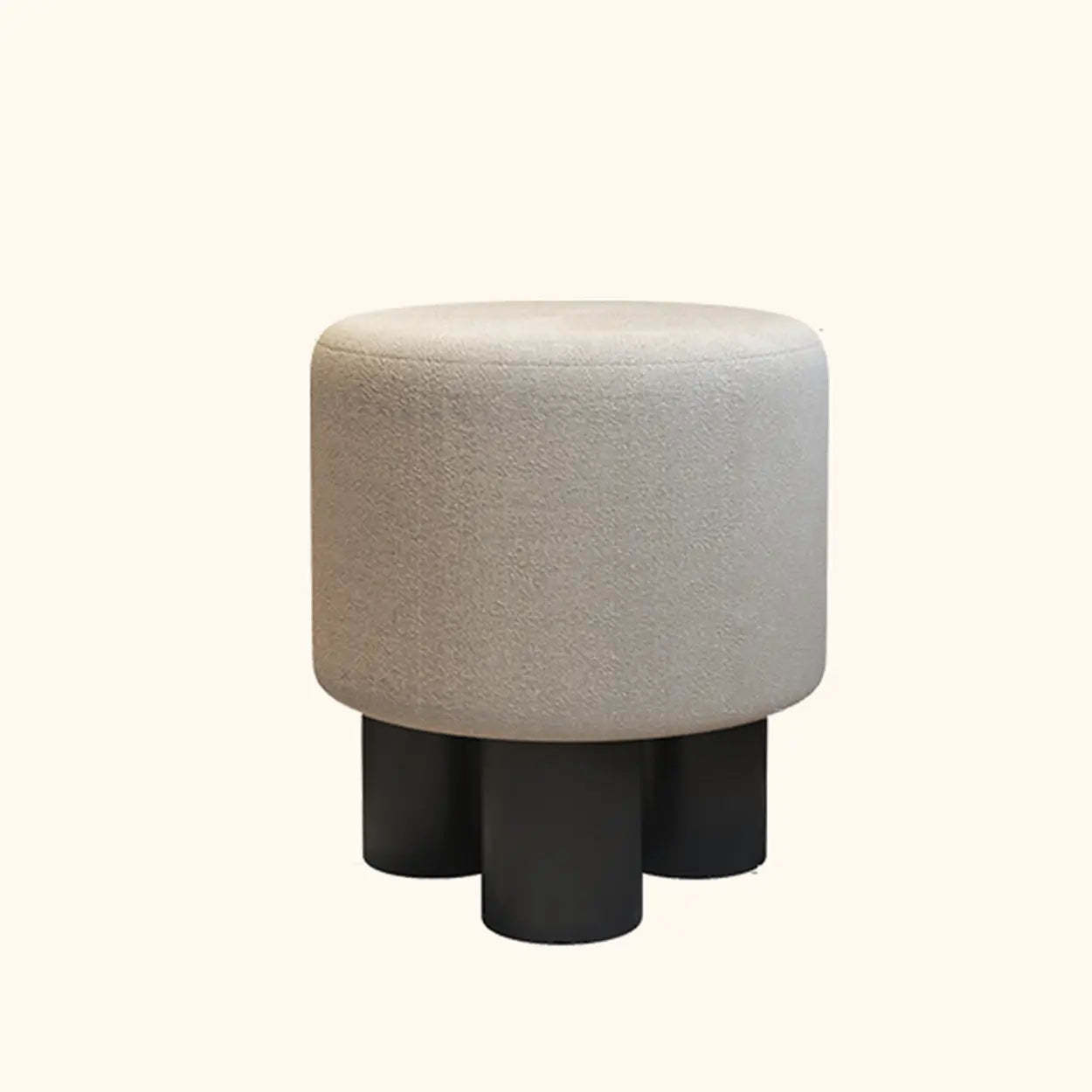 Khaki Round Fabric Upholstered Vanity Stool — Khaki / Flannel