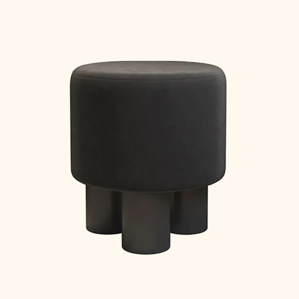 Khaki Round Fabric Upholstered Vanity Stool