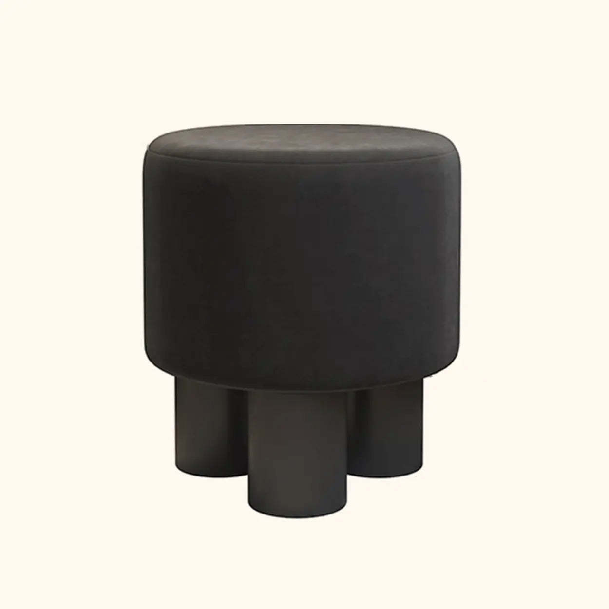 Khaki Round Fabric Upholstered Vanity Stool