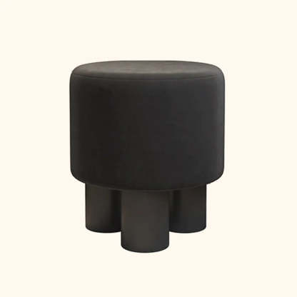Khaki Round Fabric Upholstered Vanity Stool