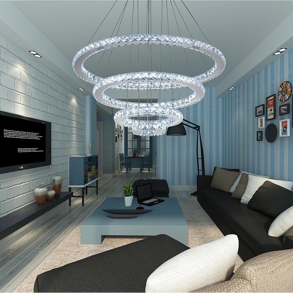 4-Ring Crystal LED Modern Pendant Chandelier