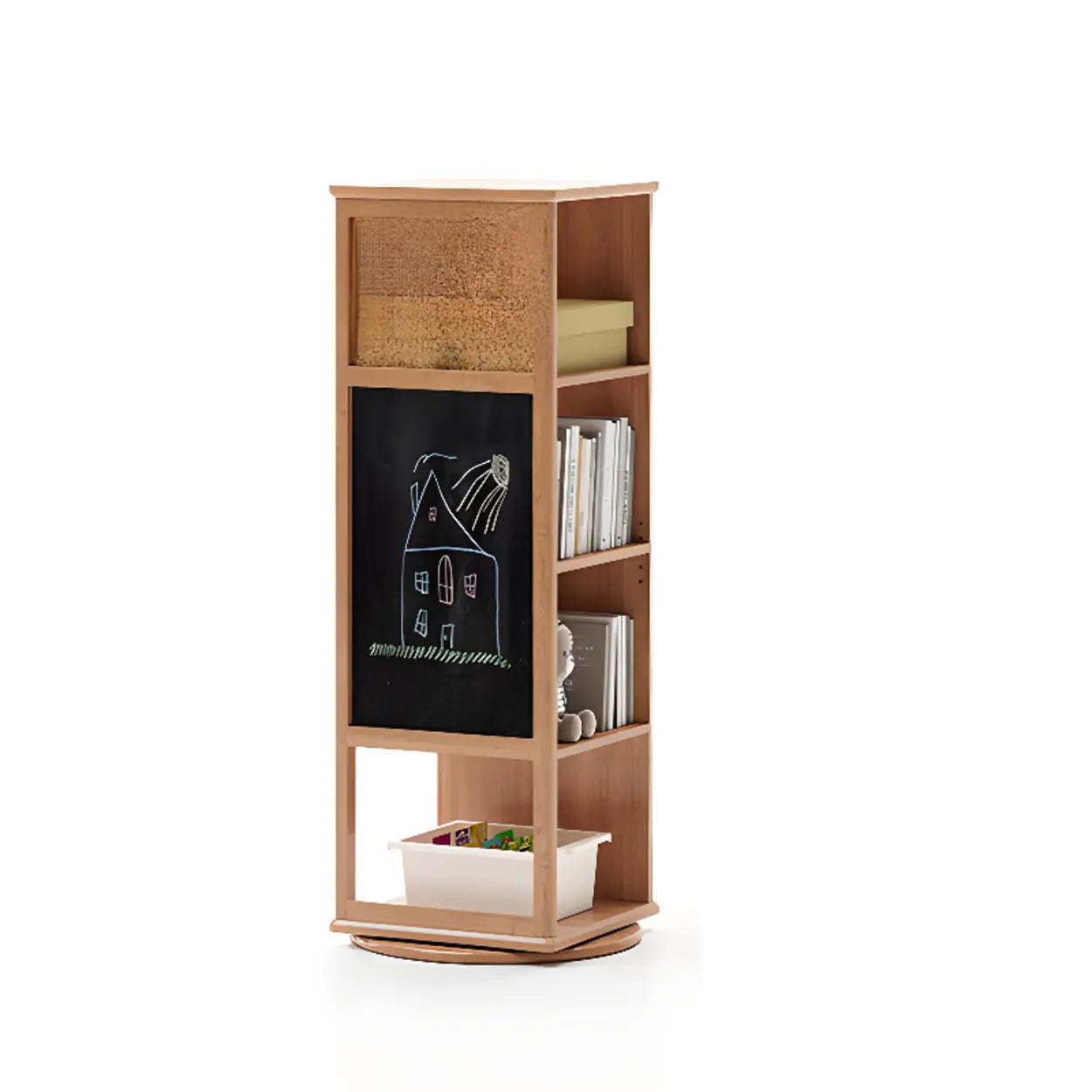 Modern narrow rotating wood bookcases