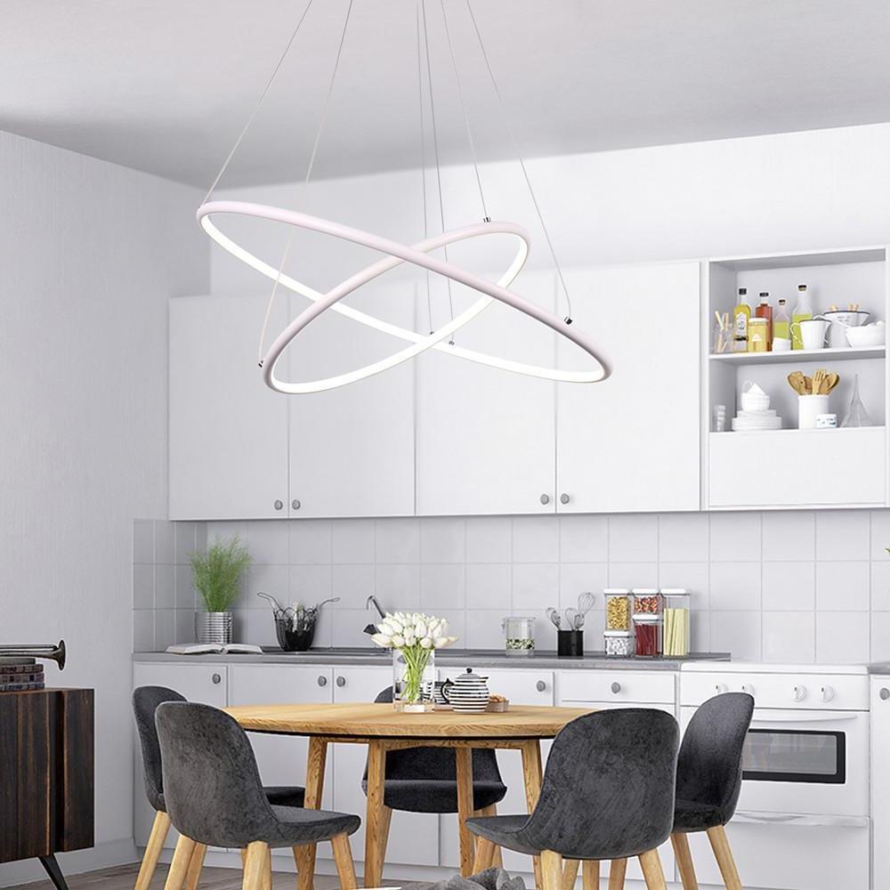 Lighom 2-ring geometric synthetic chandeliers for kitchen or bedroom — Cool White (6000K)