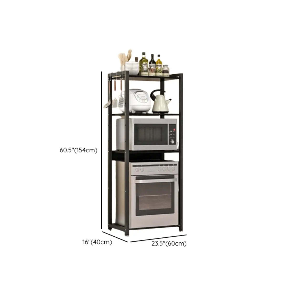 Black Rust Resistant Metal Kitchen Storage Baker's Rack