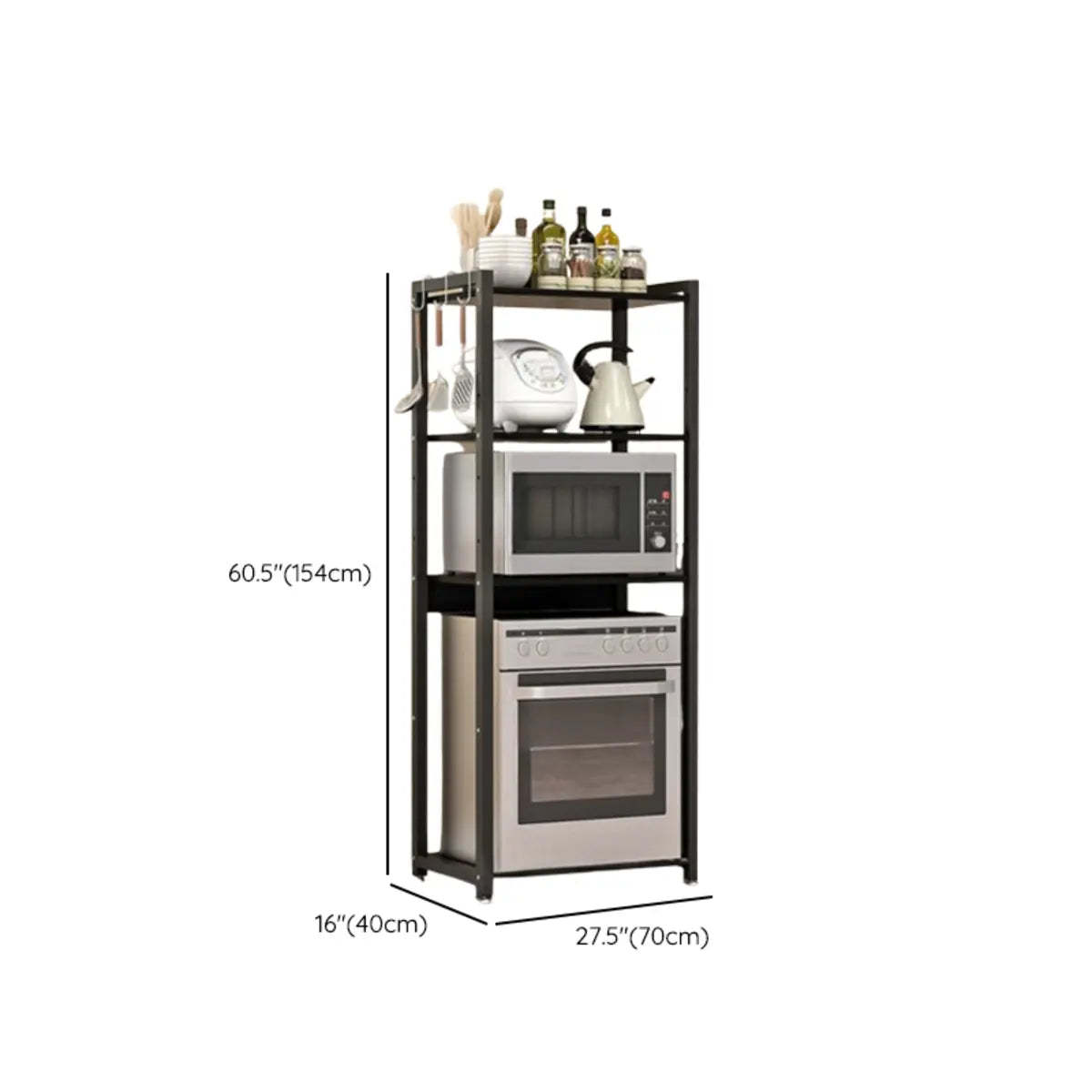 Black Rust Resistant Metal Kitchen Storage Baker's Rack