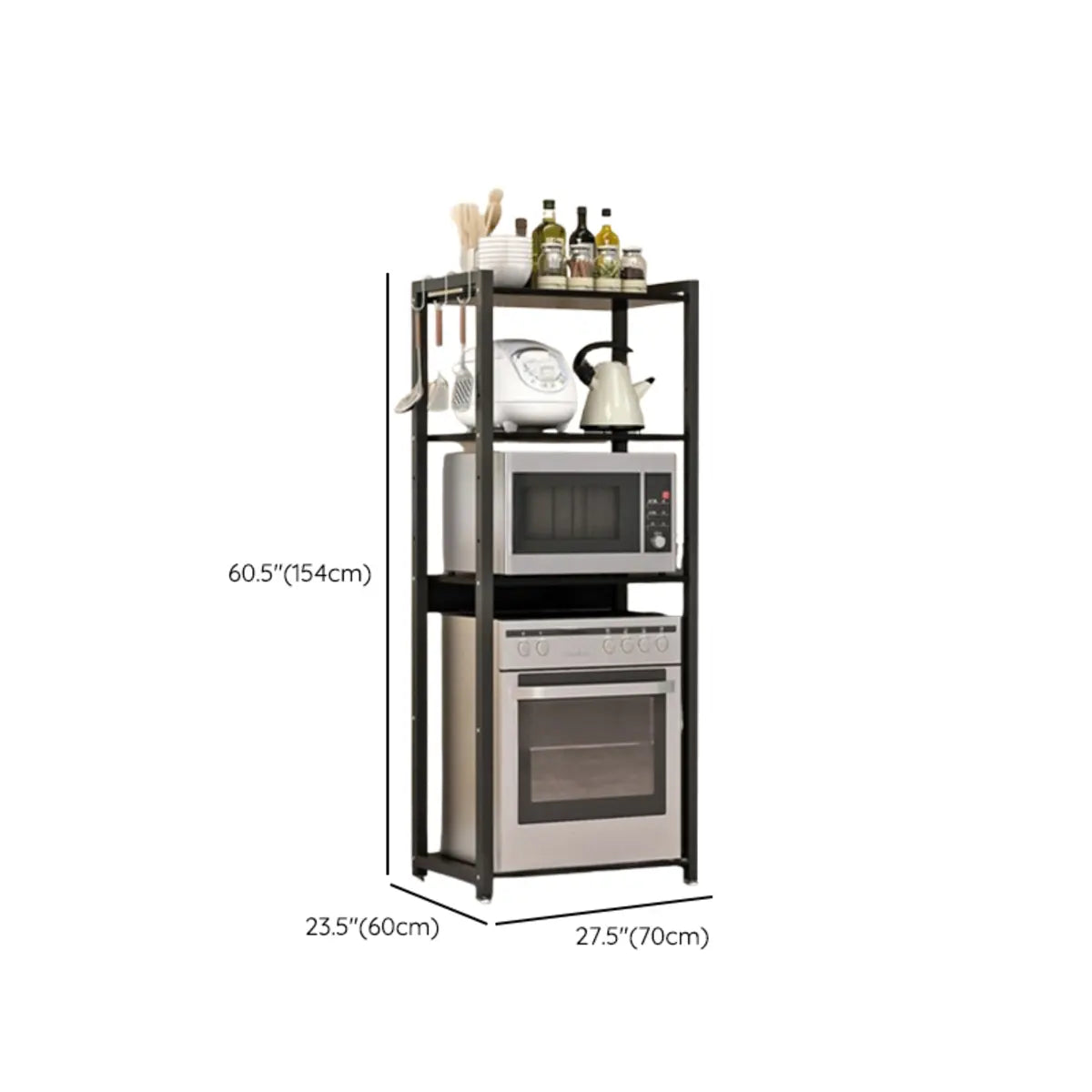 Black Rust Resistant Metal Kitchen Storage Baker's Rack