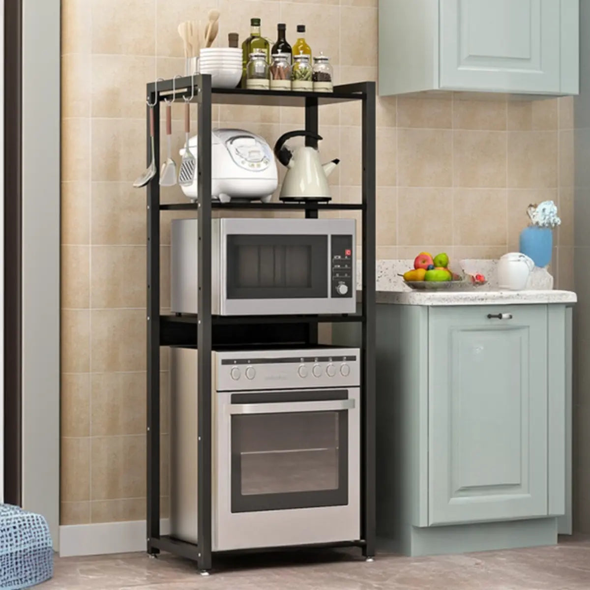 Black Rust Resistant Metal Kitchen Storage Baker's Rack