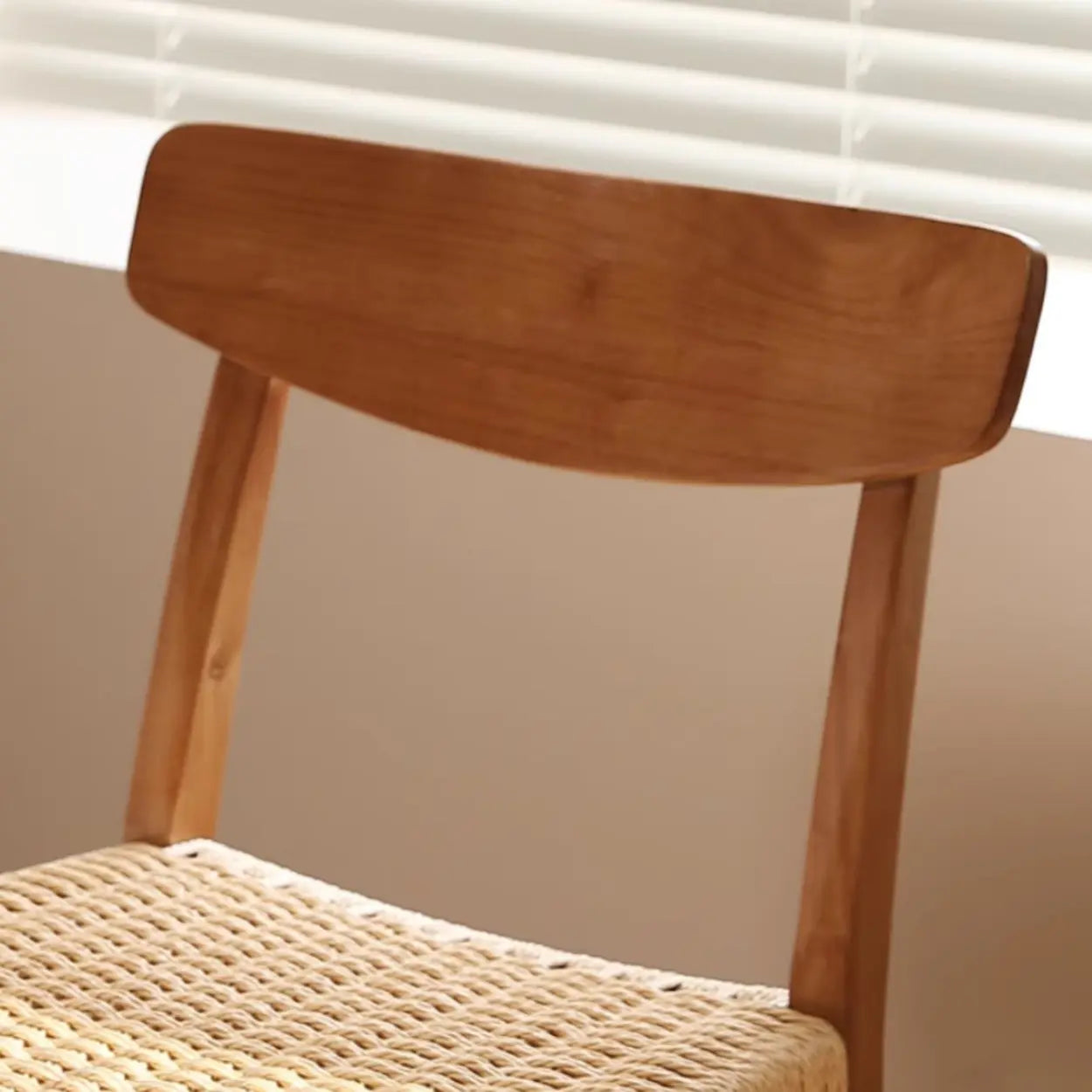 Black Braided Rope Woven Wood Kitchen Dining Chair