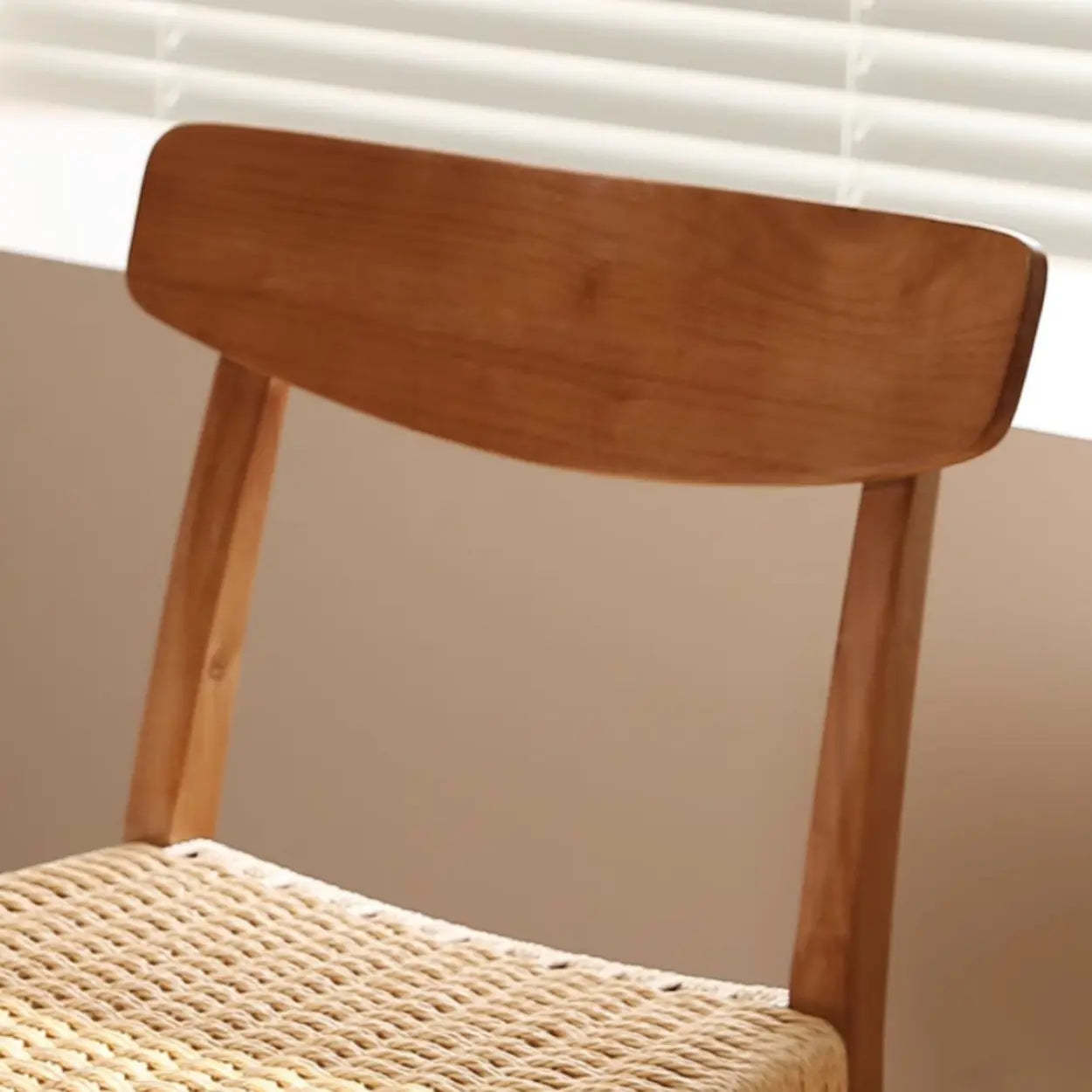 Black Braided Rope Woven Wood Kitchen Dining Chair
