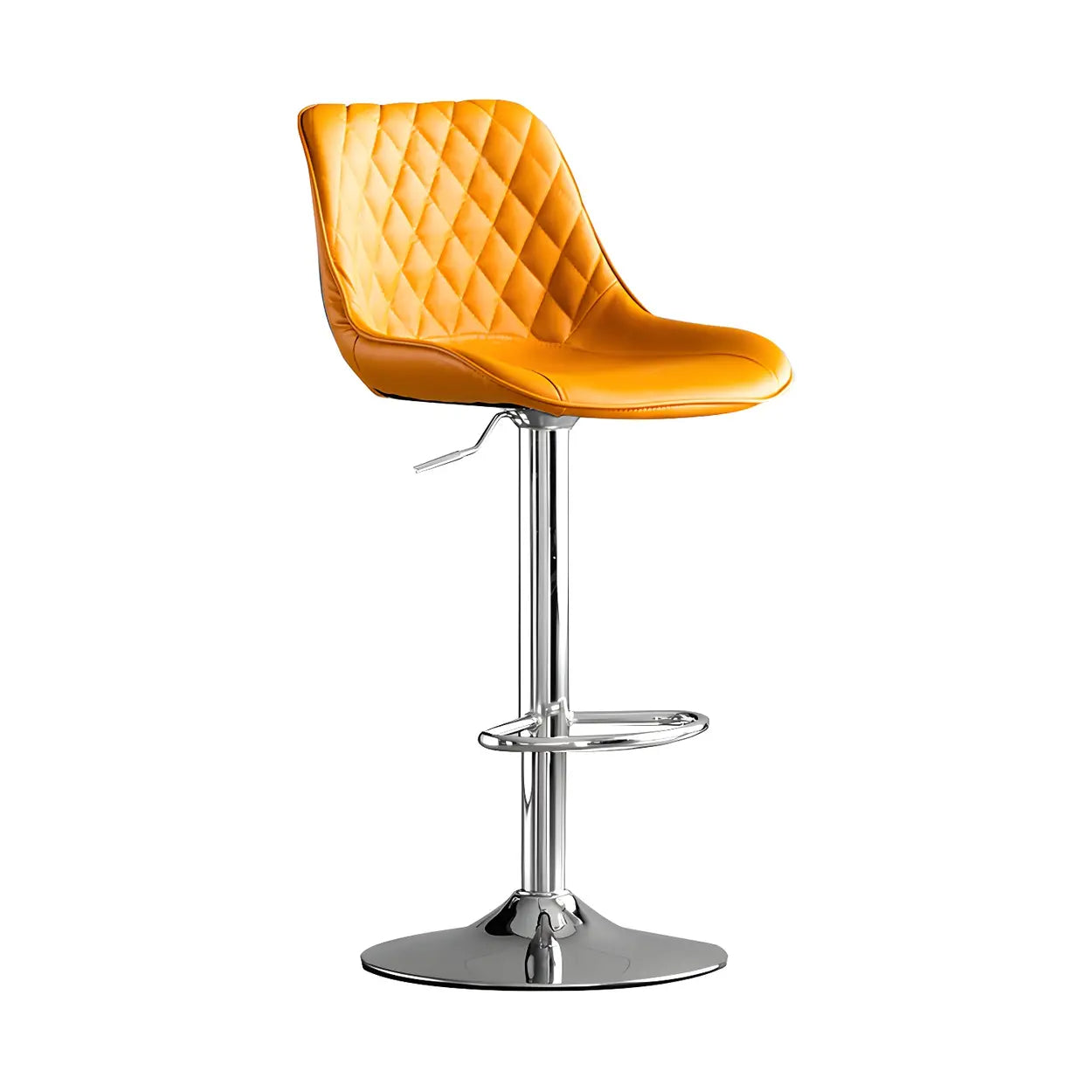 Leather bucket bar & counter stools in leather — Orange / Silver / Set of 1