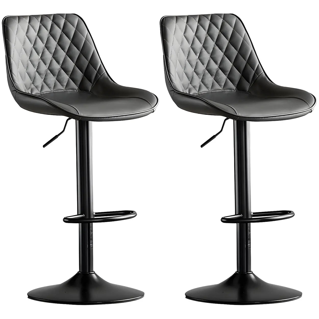 Leather bucket gray leather bar & counter stools, Lighom — Dark Gray / Black / Set of 1
