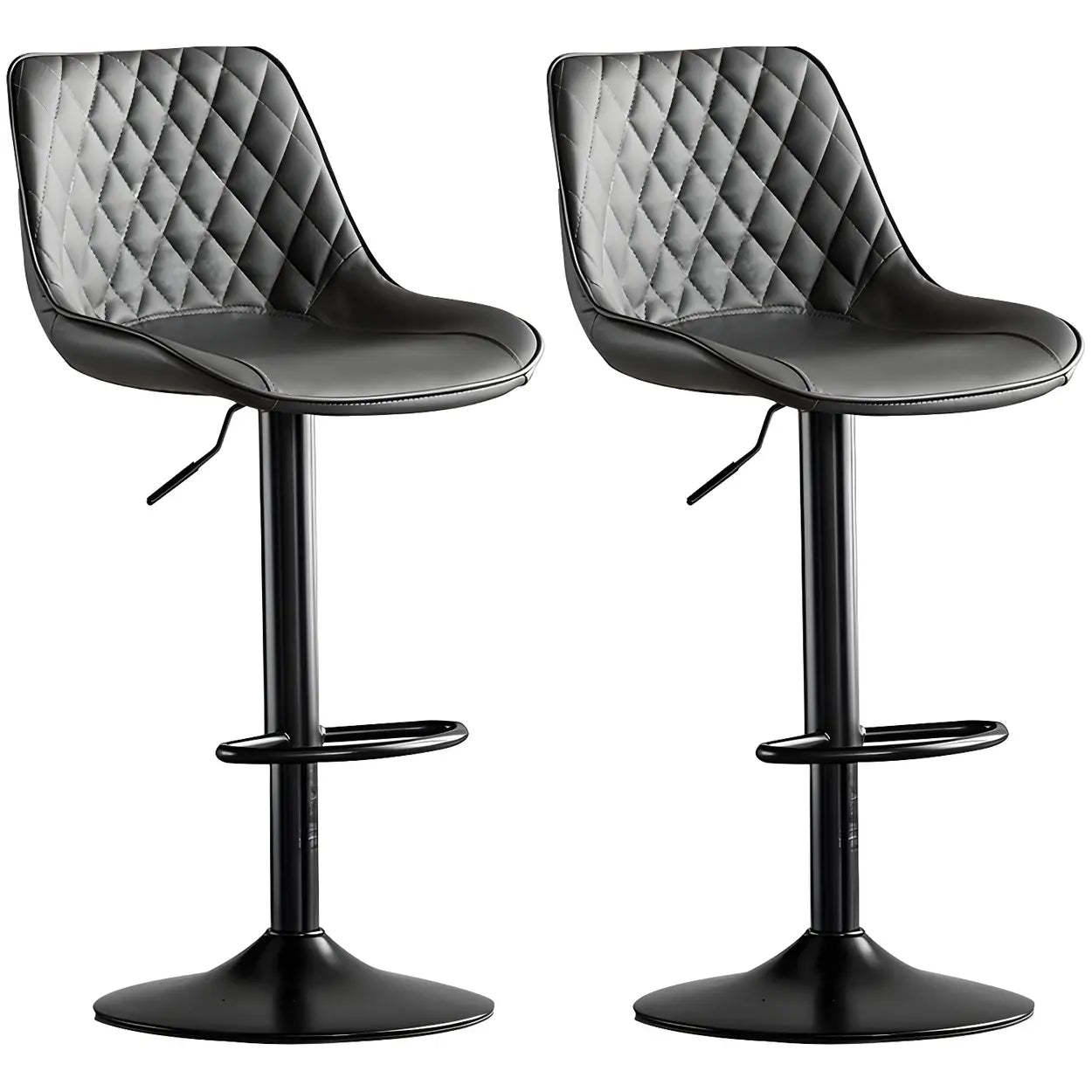 Leather bucket gray leather bar & counter stools, Lighom — Dark Gray / Black / Set of 1
